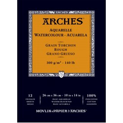 ARCHES AQUARELLE ROUGH GRANA TORCHON 12 SHEETS 300G 100% COTON